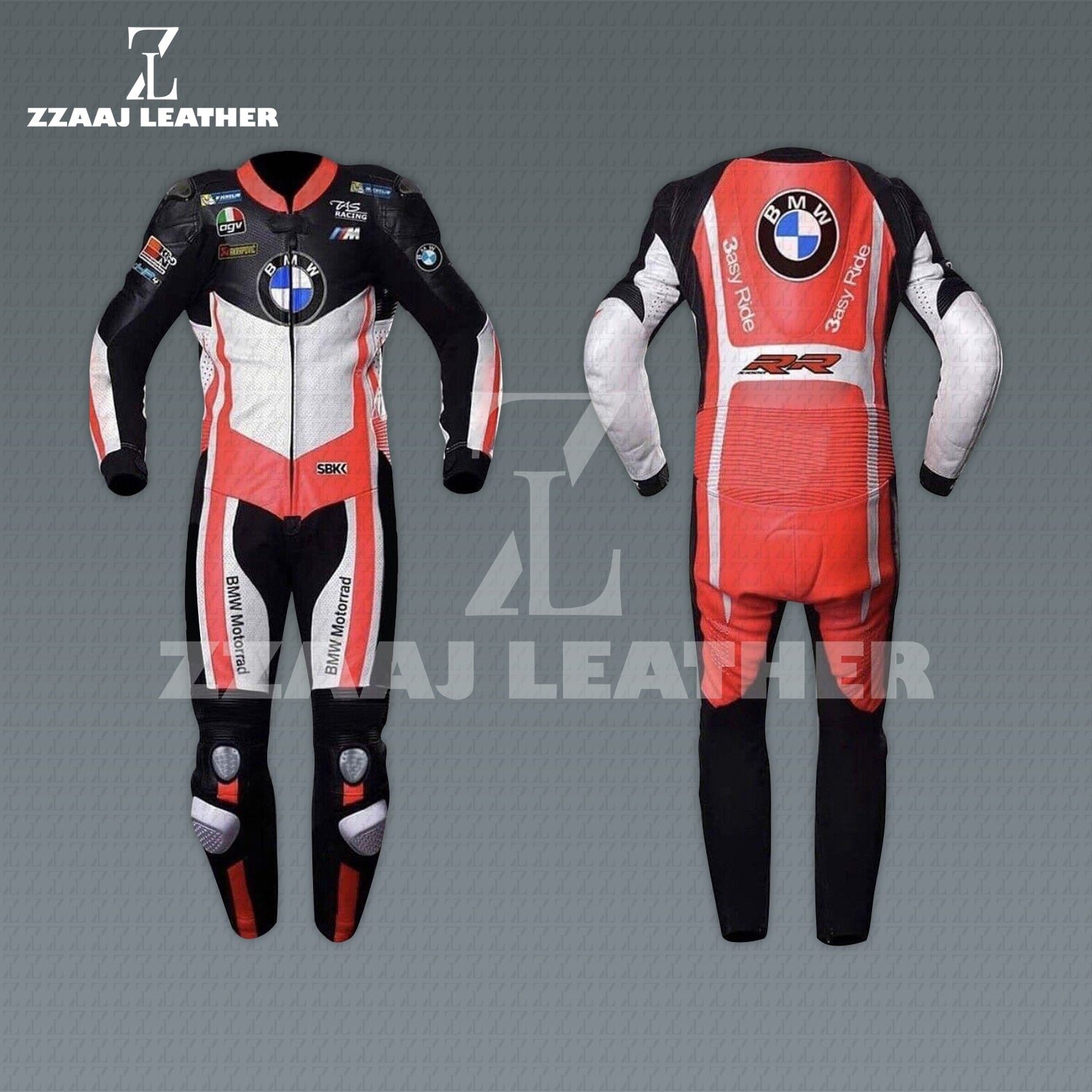 BMW Motorrad S1000RR Racing Suit – SBK Edition red white black leather MotoGP gear by ZZAAJ Leather