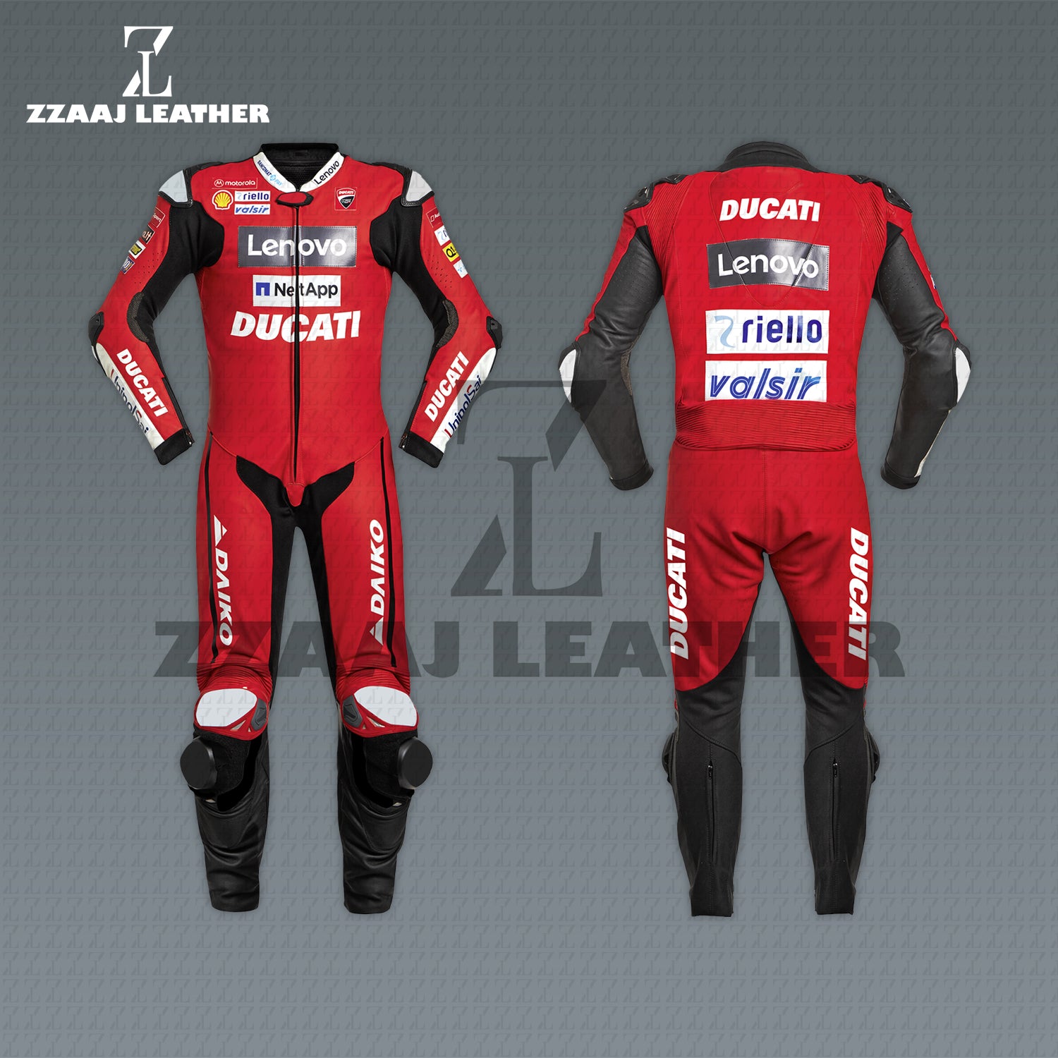 Ducati Lenovo Team Leather Racing Suit – red black cowhide CE-approved MotoGP one-piece gear by ZZAAJ Leather
