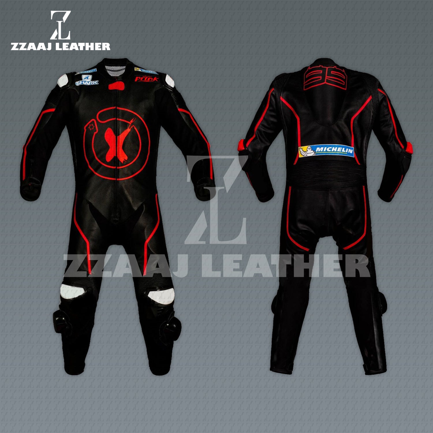 Ducati X-Lite #99 Racing Suit – black red cowhide CE-approved MotoGP leather gear by ZZAAJ Leather