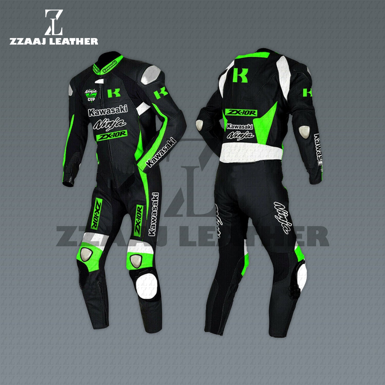 Kawasaki Ninja ZX10R Racing Suit – MotoGP Leather Suit by ZZAAJ Leather