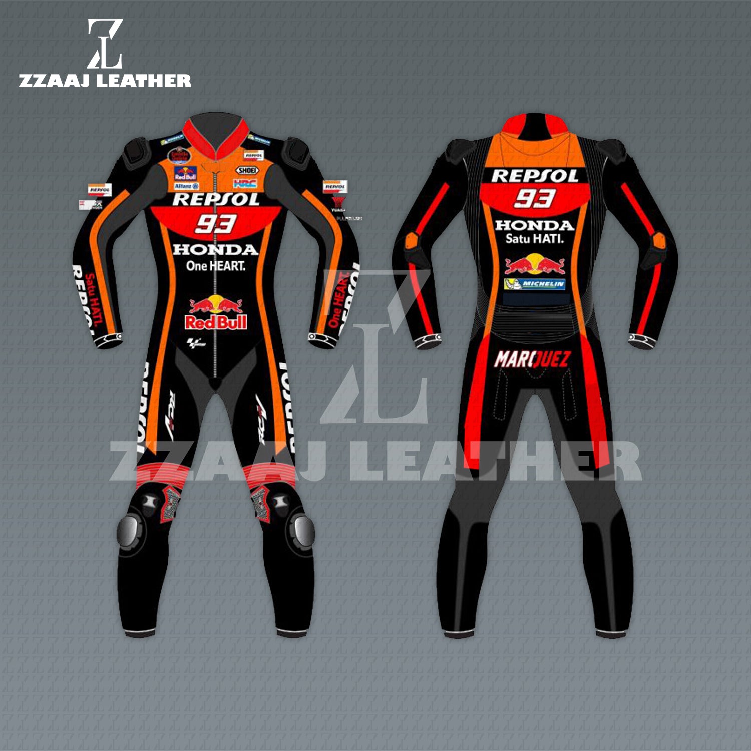 Repsol Honda Black Edition – Marc Márquez #93 MotoGP Leather Suit by ZZAAJ Leather