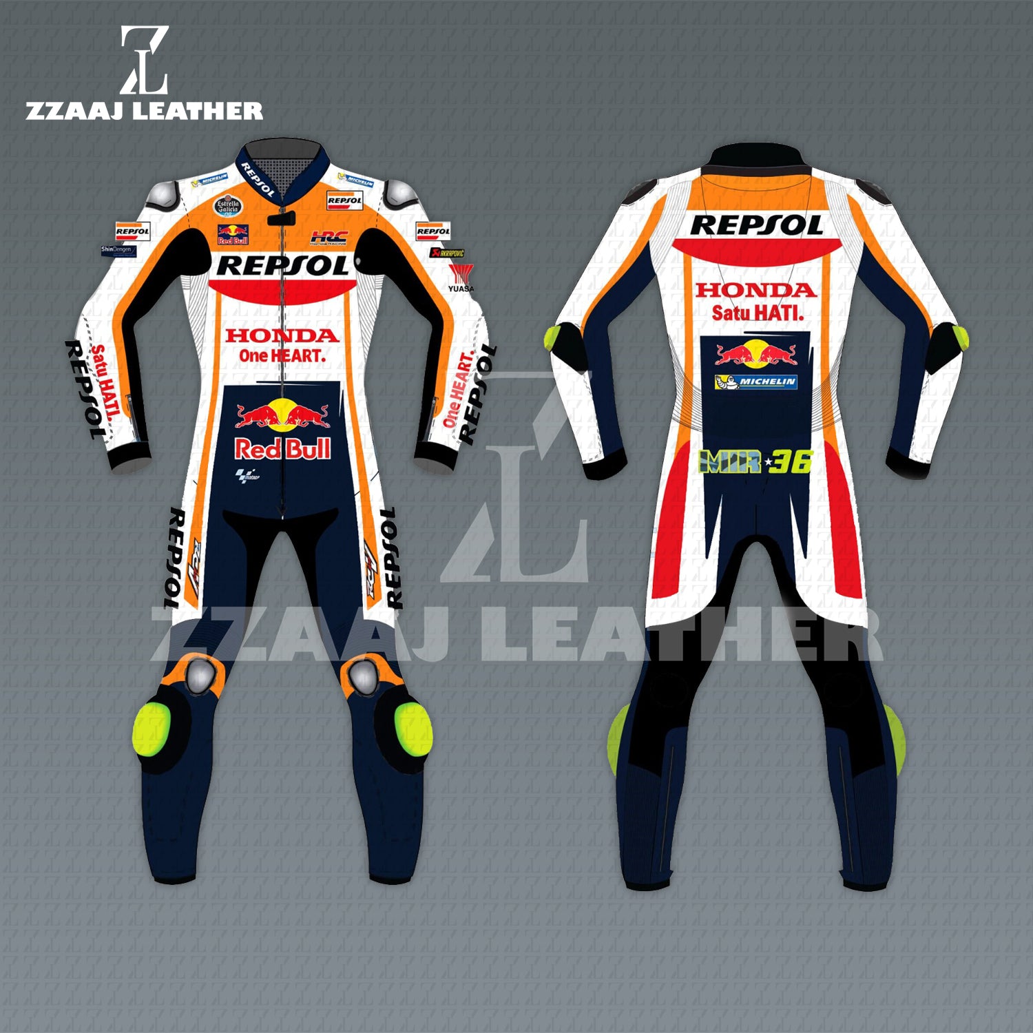 Repsol Honda Racing Suit – Red Bull Edition MMR36 MotoGP leather suit by ZZAAJ Leather