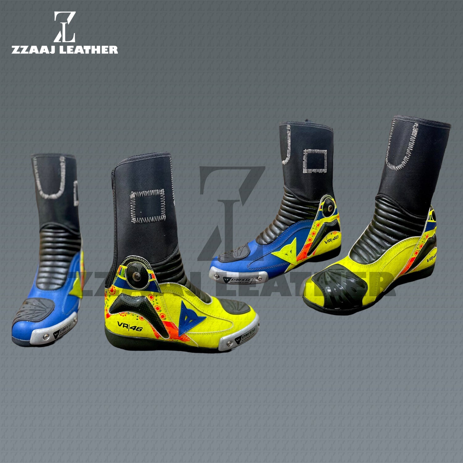 VR46 Motorbike Racing Boots – Waterproof Leather Boots by ZZAAJ Leather