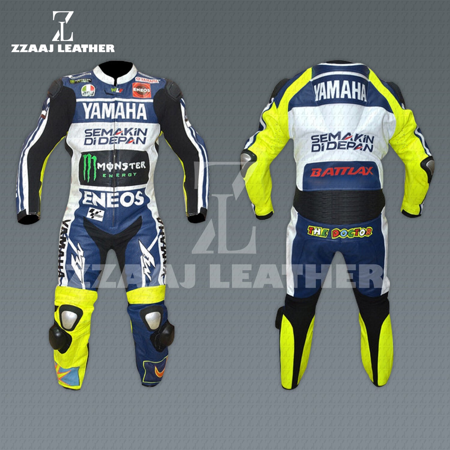 Yamaha Monster Energy ENEOS The Doctor Edition Racing Suit – MotoGP Leather Suit by ZZAAJ Leather